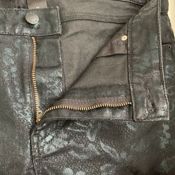 Bisou Bisou Black Metallic Snakeskin Floral Pants Women’s Size 16 - Picture 9 of 11